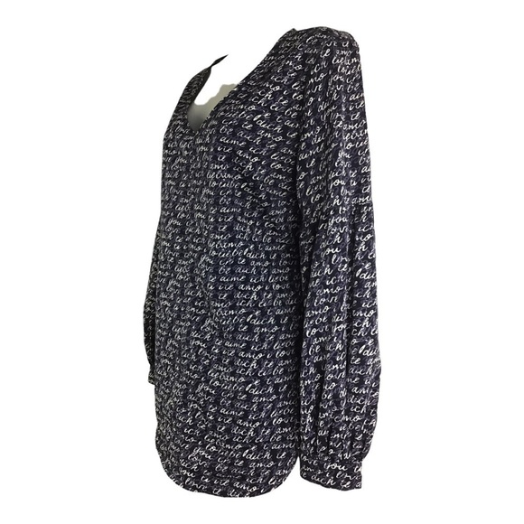 Cabi 5336 Women’s Medium Te Amo Blouse Navy & White I Love You Top - Picture 6 of 15